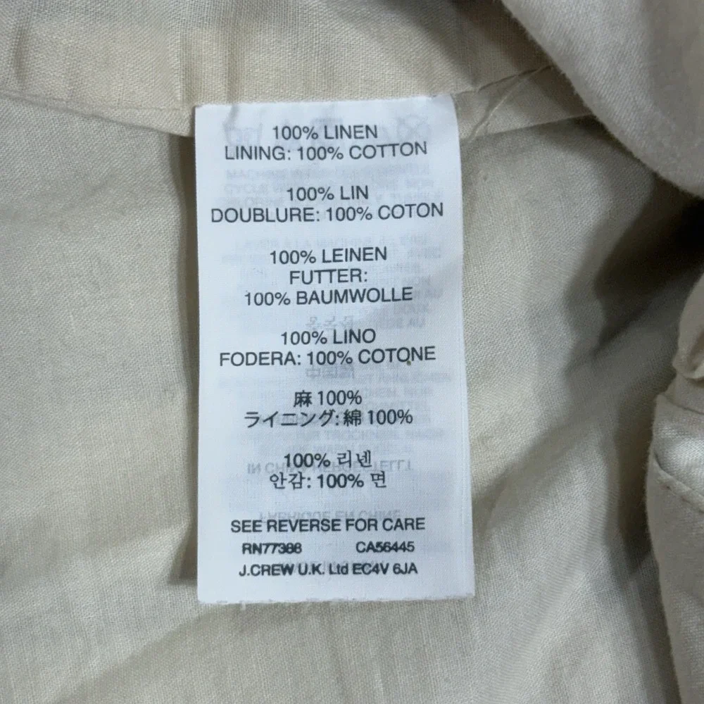 J. Crew 100% Linen Wrap Skirt‎ Ivory Navy Stripe Women 4 Zip Lined Above Knee